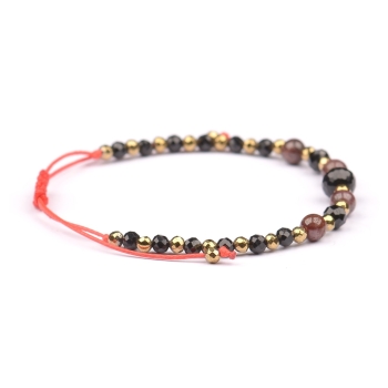 Bransoletka celebrytka czarny TURMALIN GRANAT HEMATYT ochrona i siła